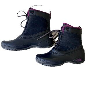 North Face 6.5 Stormkat Waterproof Boots Black Purple Lining Gorpcore NEW